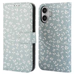 imoshion Étui de télephone portefeuille Design Apple iPhone 16 - Smoke Green Flowers