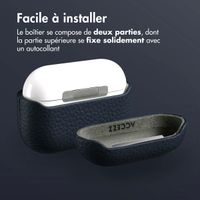 Accezz Coque en cuir véritable  Apple Airpods Pro - Bleu foncé