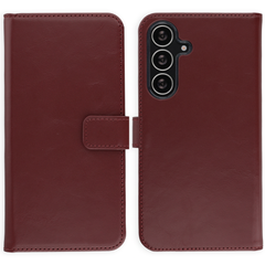 Selencia Étui portefeuille en cuir véritable Samsung Galaxy S25 FE - Burgundy