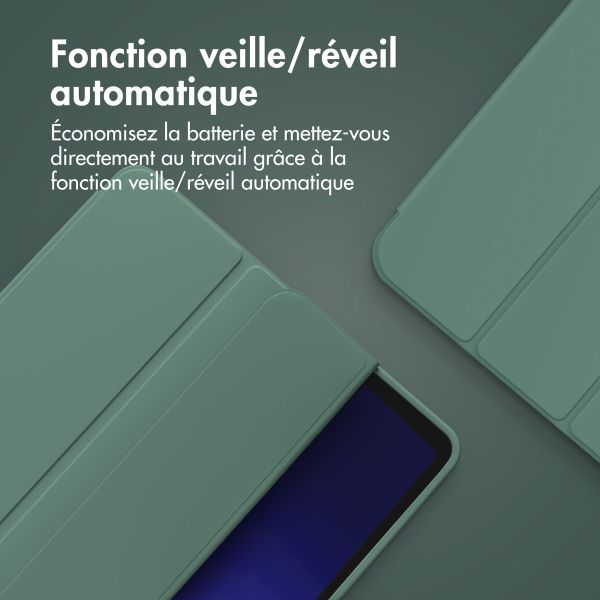 Accezz Coque tablette portefeuille Smart Silicone Samsung Galaxy Tab A9 Plus - Vert foncé