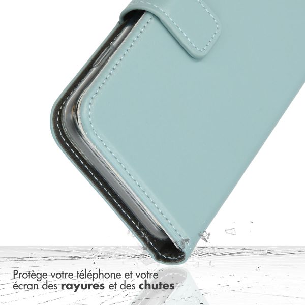 Selencia Étui portefeuille en cuir véritable Apple iPhone 15 Pro Max - Air Blue