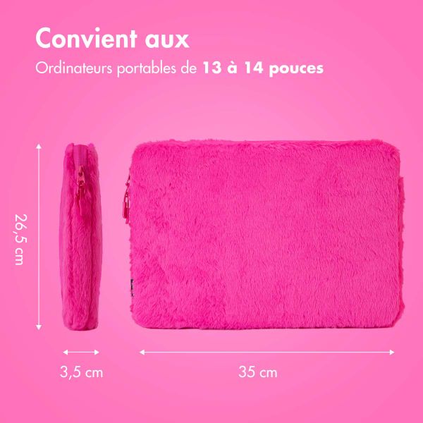 imoshion Pochette ordinateur Fluffy 13-14 pouces - Hot Pink