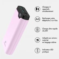 imoshion Batterie externe 20 000 mAh - Chargeur rapide 22,5 W - USB-C / USB-A - Rose
