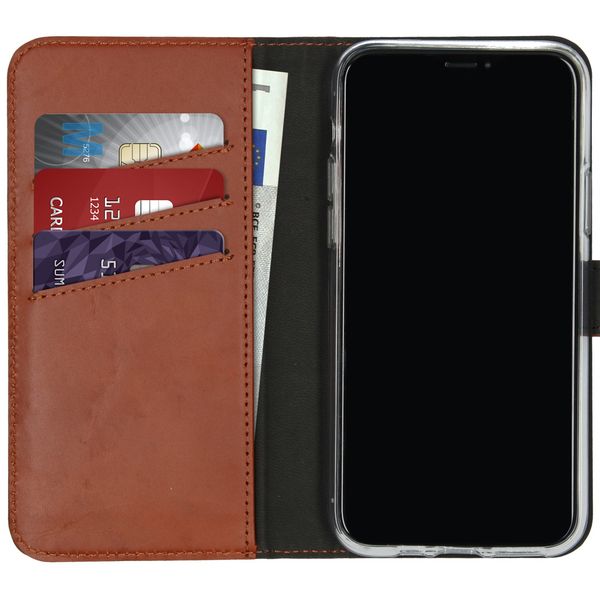 Selencia Étui portefeuille en cuir véritable Apple iPhone 11 Pro - Marron clair
