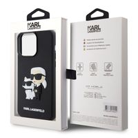Karl Lagerfeld Coque rigide en caoutchouc 3D Karl & Choupette Apple iPhone 15 Pro Max - Noir