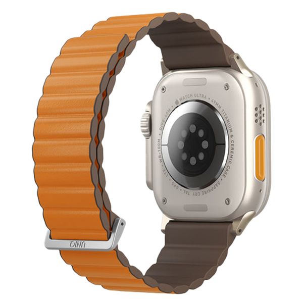 Uniq Bracelet Revix Premium Edition réversible Apple Watch | 44/45/46/49 mm - Saffron Orange / Khaki