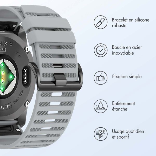 imoshion Bracelet QuickFit® Stripe en silicone  - Connexion Garmin 26 mm - Gris
