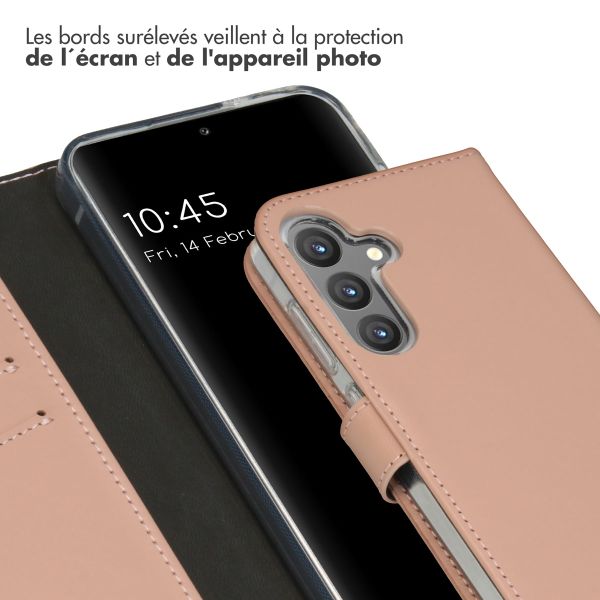 Selencia Étui portefeuille en cuir véritable Samsung Galaxy S24 - Dusty Pink