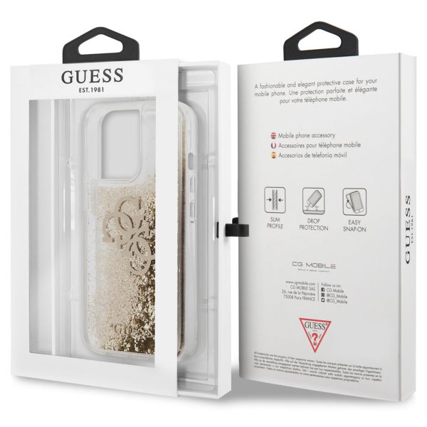 Guess Coque 4G Logo Liquid Glitter Apple iPhone 13 Pro - Doré