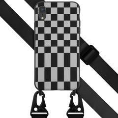 Selencia Coque design en silicone avec cordon amovible Apple iPhone Xr - Irregular Check Black