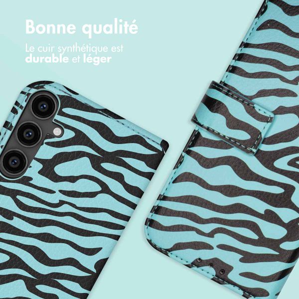 imoshion Étui de télephone portefeuille Design Samsung Galaxy S23 FE - Black Blue Stripes