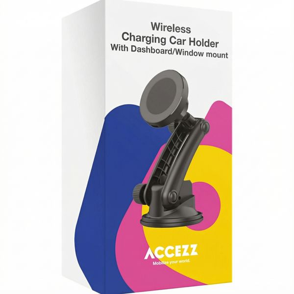 Accezz Support de téléphone pour voiture - MagSafe - Chargeur sans fil - Universel - Tableau de bord et pare-brise - Noir