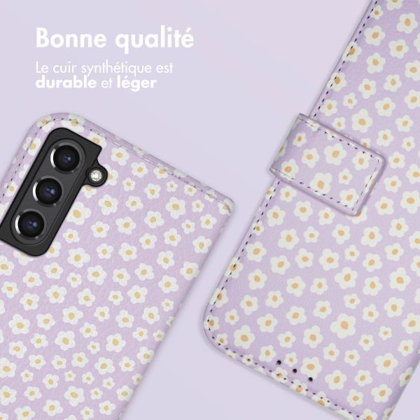 imoshion Étui de télephone portefeuille Design Samsung Galaxy S21 FE - White Daisy