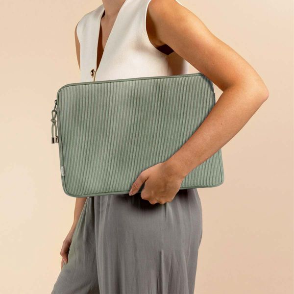 Selencia Pochette ordinateur Corduroy 13-14 pouces - Pistache Cream