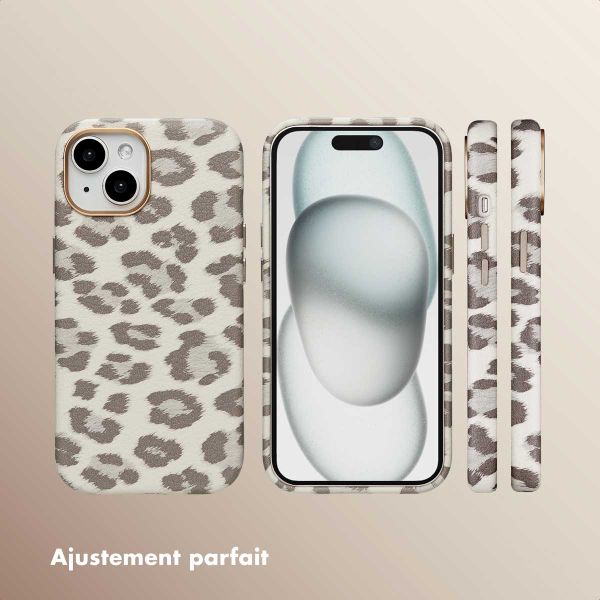 Selencia Coque Sabi imprimé panthère avec MagSafe Apple iPhone 15 - Soft Ivory