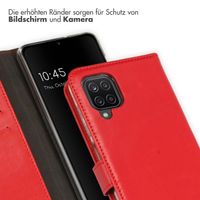 Selencia Étui portefeuille en cuir véritable Samsung Galaxy A12 - Rouge