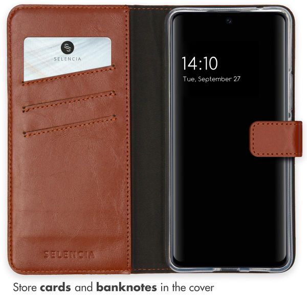 Selencia Étui portefeuille en cuir véritable Samsung Galaxy A53 - Marron clair