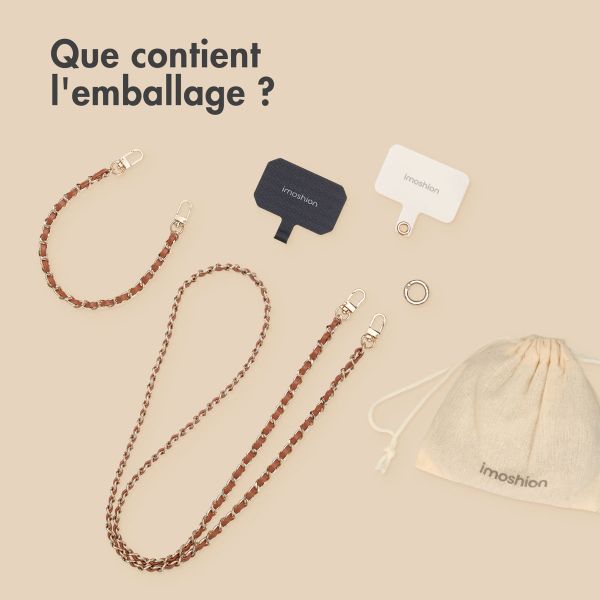 imoshion Ensemble de cordons de téléphone en cuir PU – Marron