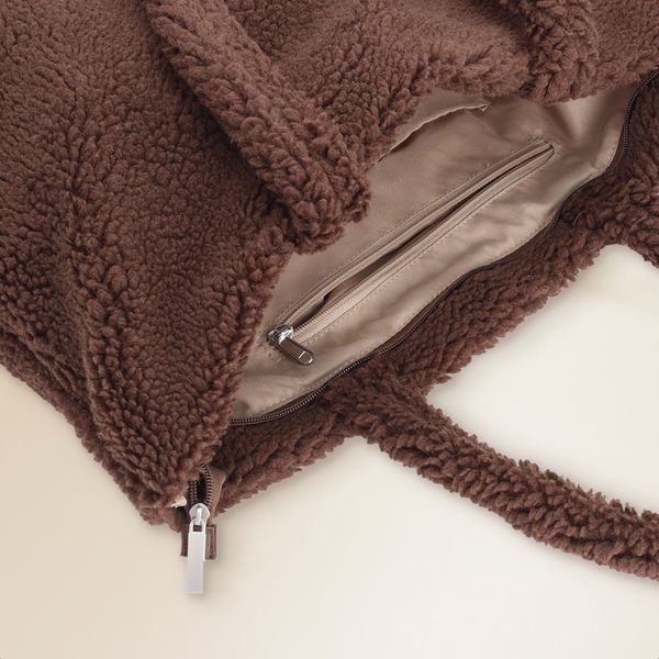 Selencia Sac Fourre-tout Zaya - Teddy Sac Ordinateur 16 pouces - Choco Brown