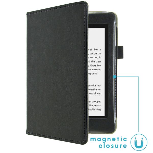 imoshion Étui de liseuse portefeuille en cuir végan Amazon Kindle Paperwhite 4 - Noir