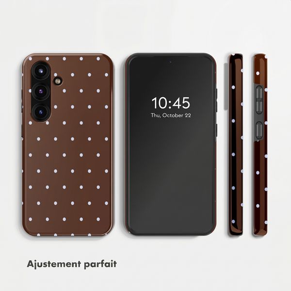 Selencia Coque arrière Vivid avec MagSafe Samsung Galaxy S25 - Happy Dots Chocolate