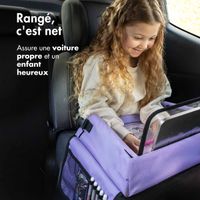 imoshion Table de voyage - Support de tablette voiture - 7 compartiments de rangement - Inclus 2 coloriages - Violet