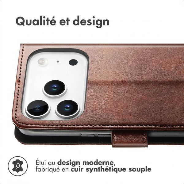 imoshion Étui de télephone portefeuille de luxe Apple iPhone 18 Pro Max / 17 Pro Max - Marron foncé