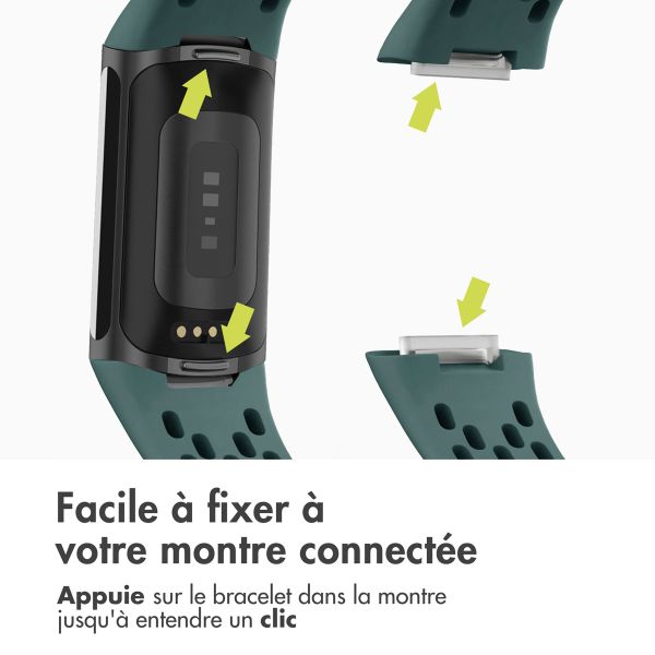 imoshion Bracelet sport en silicone avec boucle Fitbit Charge 5 / 6 - Vert