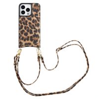 Selencia Coque de télephone Nova avec cordon et porte-cartes Apple iPhone 14 Pro - Leopard