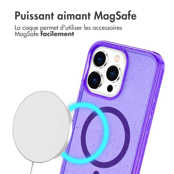 imoshion Coque Pailletée avec MagSafe Apple iPhone 15 Pro Max - Paillettes Violet