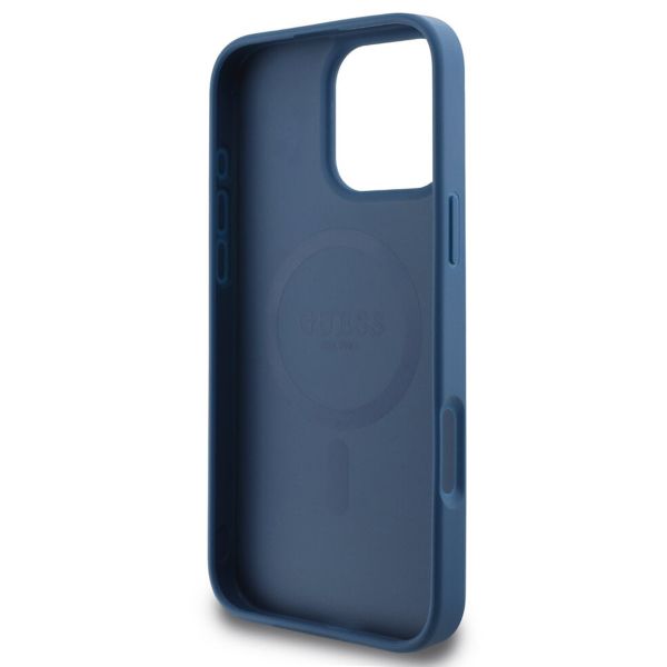Guess Coque 4G Metal Logo MagSafe Apple iPhone 16 Pro - Bleu