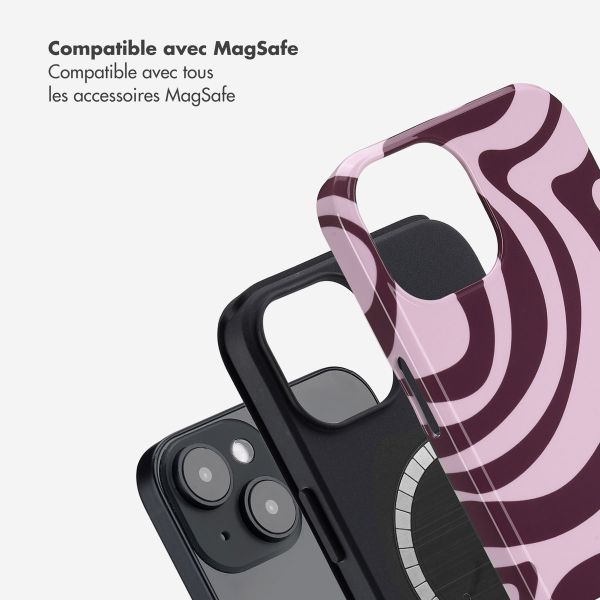 Selencia Coque arrière Vivid avec MagSafe Apple iPhone 14 - Wavy Swirl Pink Plum