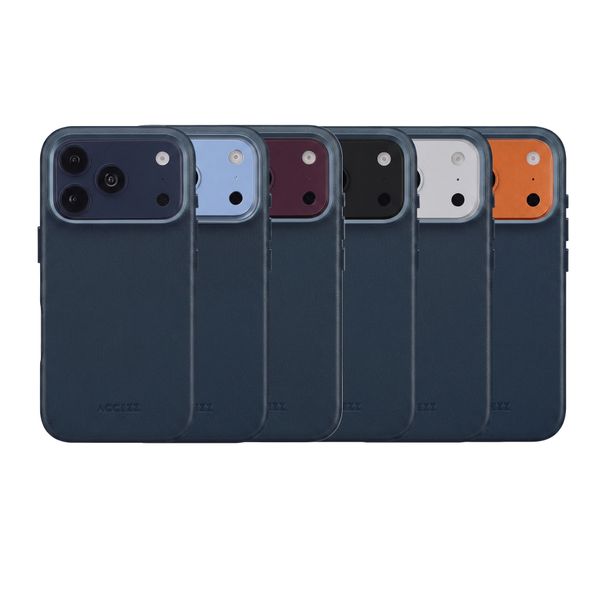 Accezz Coque arrière en cuir avec MagSafe Apple iPhone 18 Pro / 17 Pro - Nightfall Blue