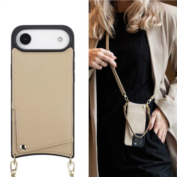 Selencia Coque de télephone Nova avec cordon et porte-cartes Apple iPhone Air - Beige