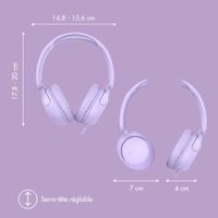imoshion Casque filaires pour enfants - Câble AUX - Limiteur de décibels - Lavender Lilac