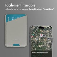 Accezz Porte-cartes en cuir magnétique - Compatible avec Apple Find My - Light Grey