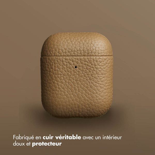 Accezz Coque en cuir véritable  Apple Airpods 1 / 2 - Taupe