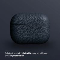 Accezz Coque en cuir véritable  Apple AirPods Pro 2 - Bleu foncé