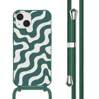 imoshion Coque design en silicone avec cordon Apple iPhone 13 - Petrol Green Groovy