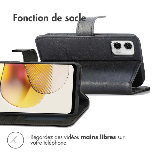imoshion Étui de télephone portefeuille de luxe Motorola Moto G73 - Noir
