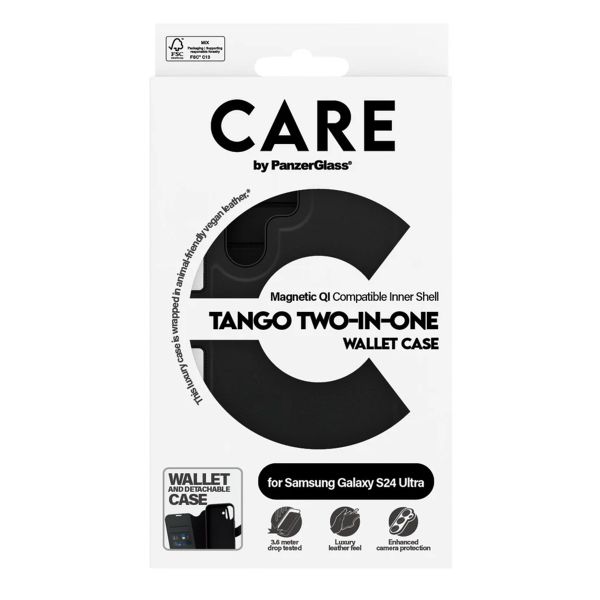CARE by PanzerGlass Étui de télephone portefeuille Tango 2 en 1 avec MagSafe Samsung Galaxy S24 Ultra - Black