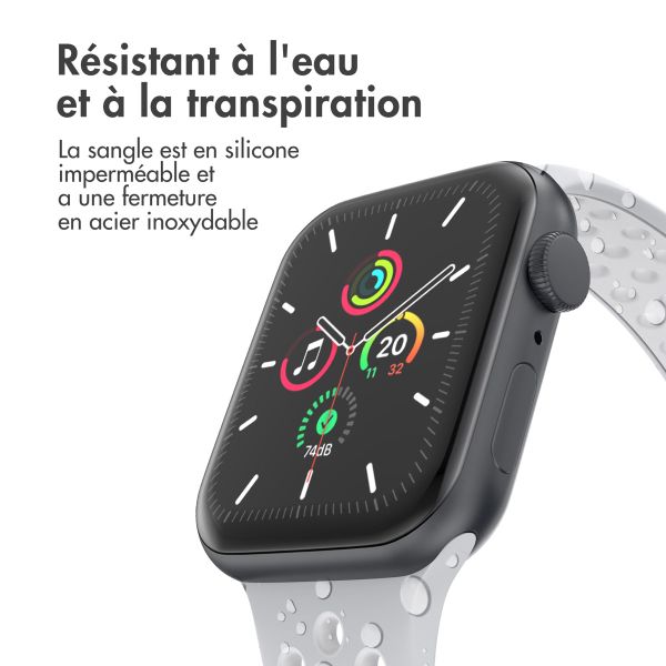 imoshion Bracelet Sport⁺ en silicone Apple Watch | 44/45/46/49 mm - Taille S/M - Grey & White