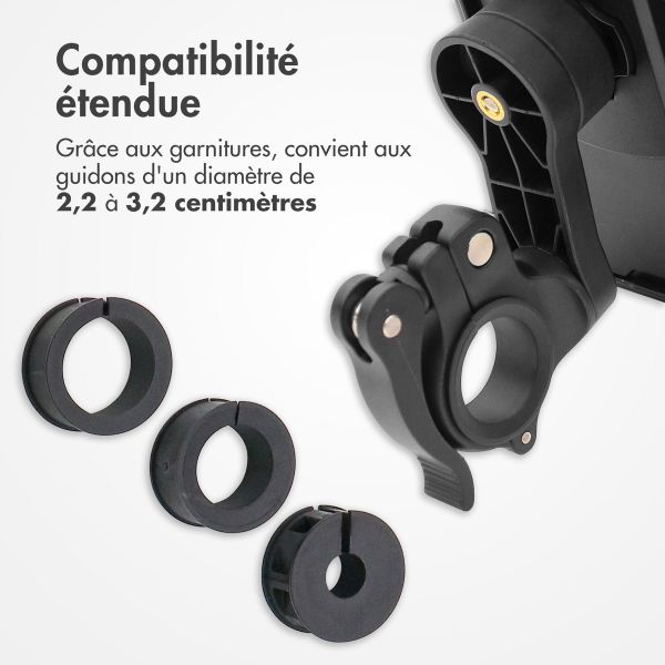 imoshion Support de téléphone premium pour vélo - Résistant aux éclaboussures - Rotation à 360° - Universel - Noir
