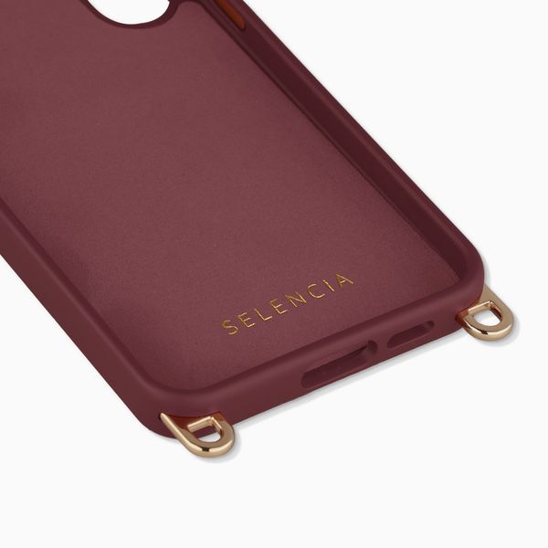Selencia Coque arrière Rivièra avec MagSafe avec crochets amovibles Samsung Galaxy S24 FE - Bold Burgundy