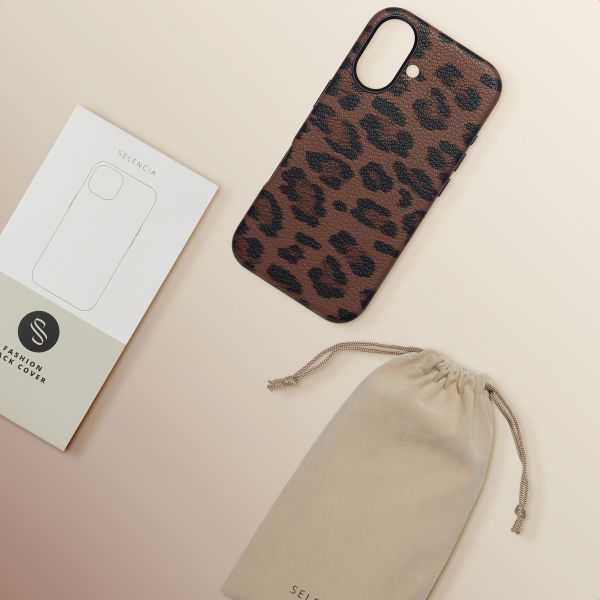 Selencia Coque Sabi imprimé panthère avec MagSafe Apple iPhone 16 - Mocha Brown