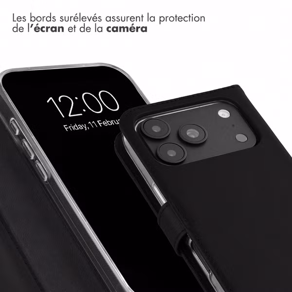 Selencia Étui portefeuille en cuir véritable Apple iPhone 18 Pro / 17 Pro - Noir