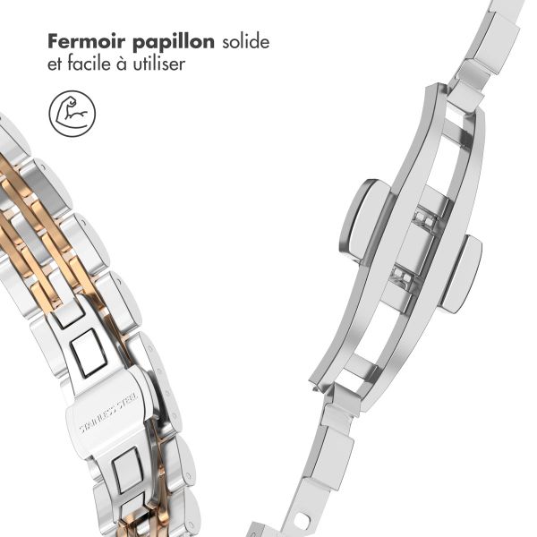 Selencia Bracelet en acier slim style Jubilee Apple Watch | 38/40/41/42 mm - Argent & Or Rose