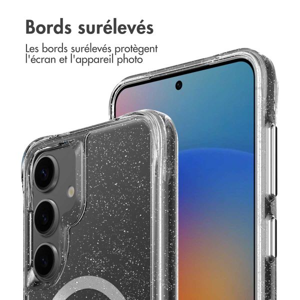 imoshion Coque arrière transparente Pailletée avec MagSafe Samsung Galaxy S25 Plus - Argent