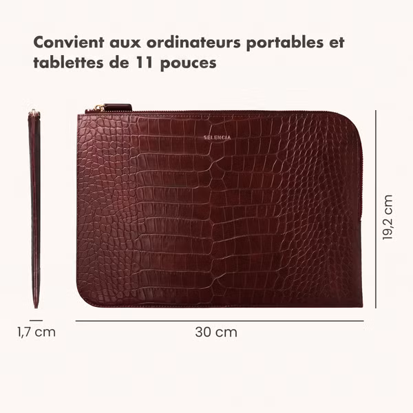 Selencia Pochette ordinateur / tablette Croco 11 pouces - Burgundy