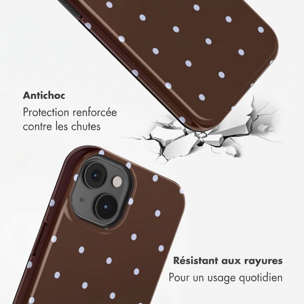 Selencia Coque arrière Vivid avec MagSafe Apple iPhone 14 - Happy Dots Chocolate